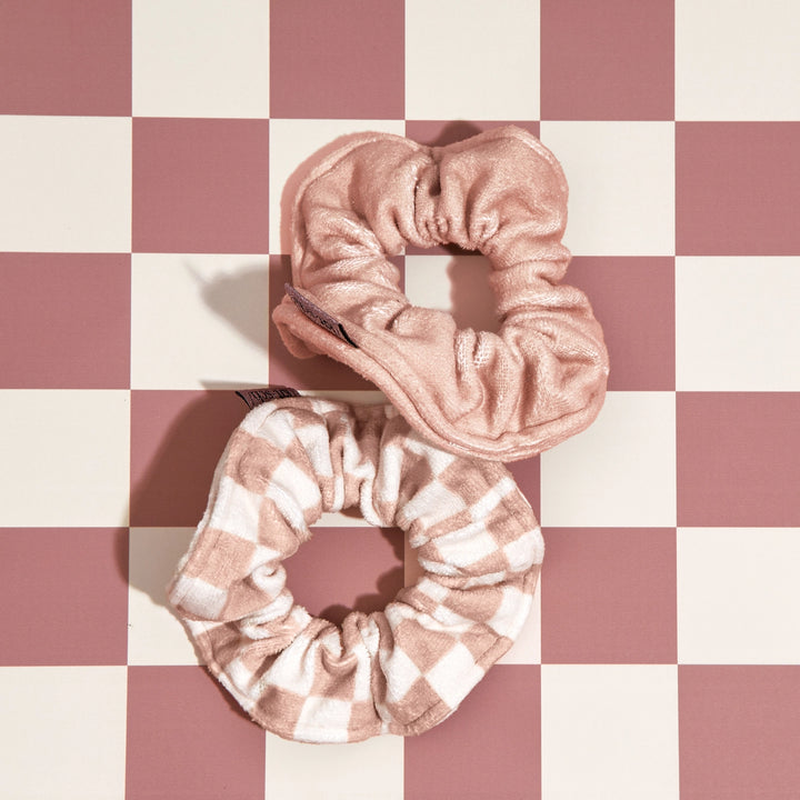 Microfiber Quick-Dry Towel Scrunchie Set - Terracotta Checker