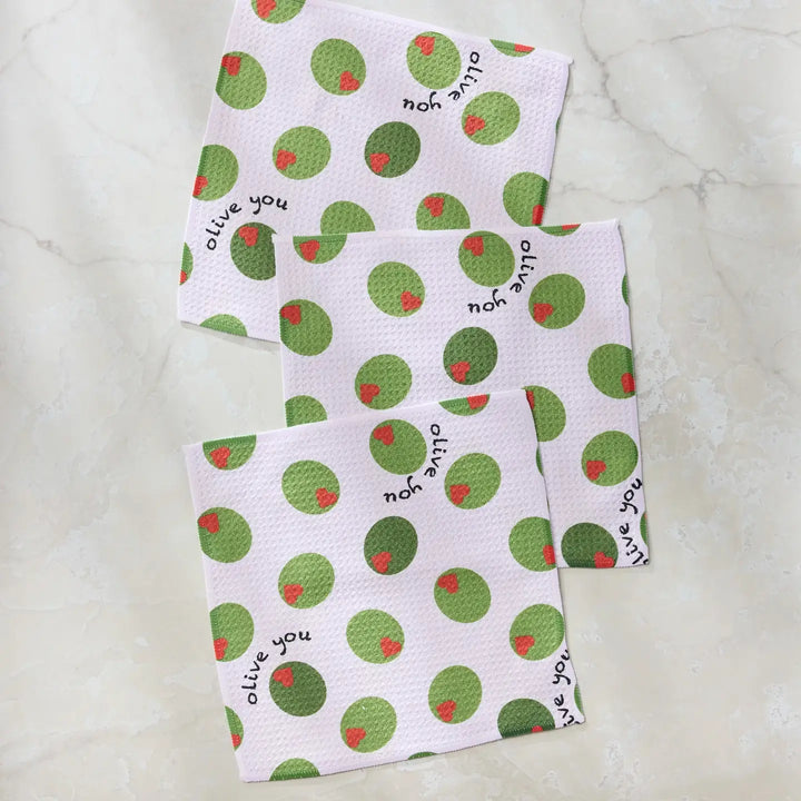 'Olive You' Dishcloth Set by Geometry