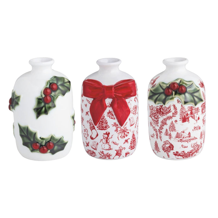 Christmas Toile Bud Vases by Mud Pie