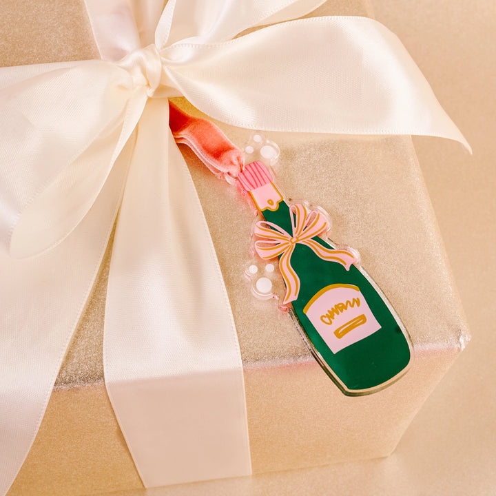 Preppy Holiday Tree Ornament - Champagne Bottle by the Darling Effect