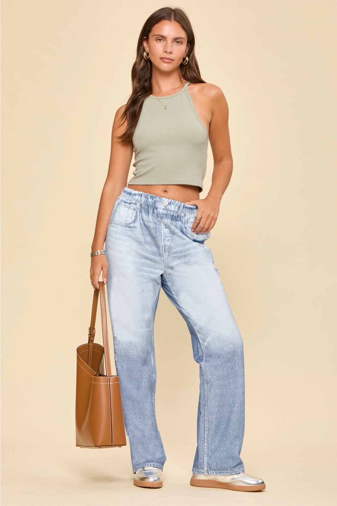 Zenim Straight Pull-On Denim - Light Denim by Dear Scarlett