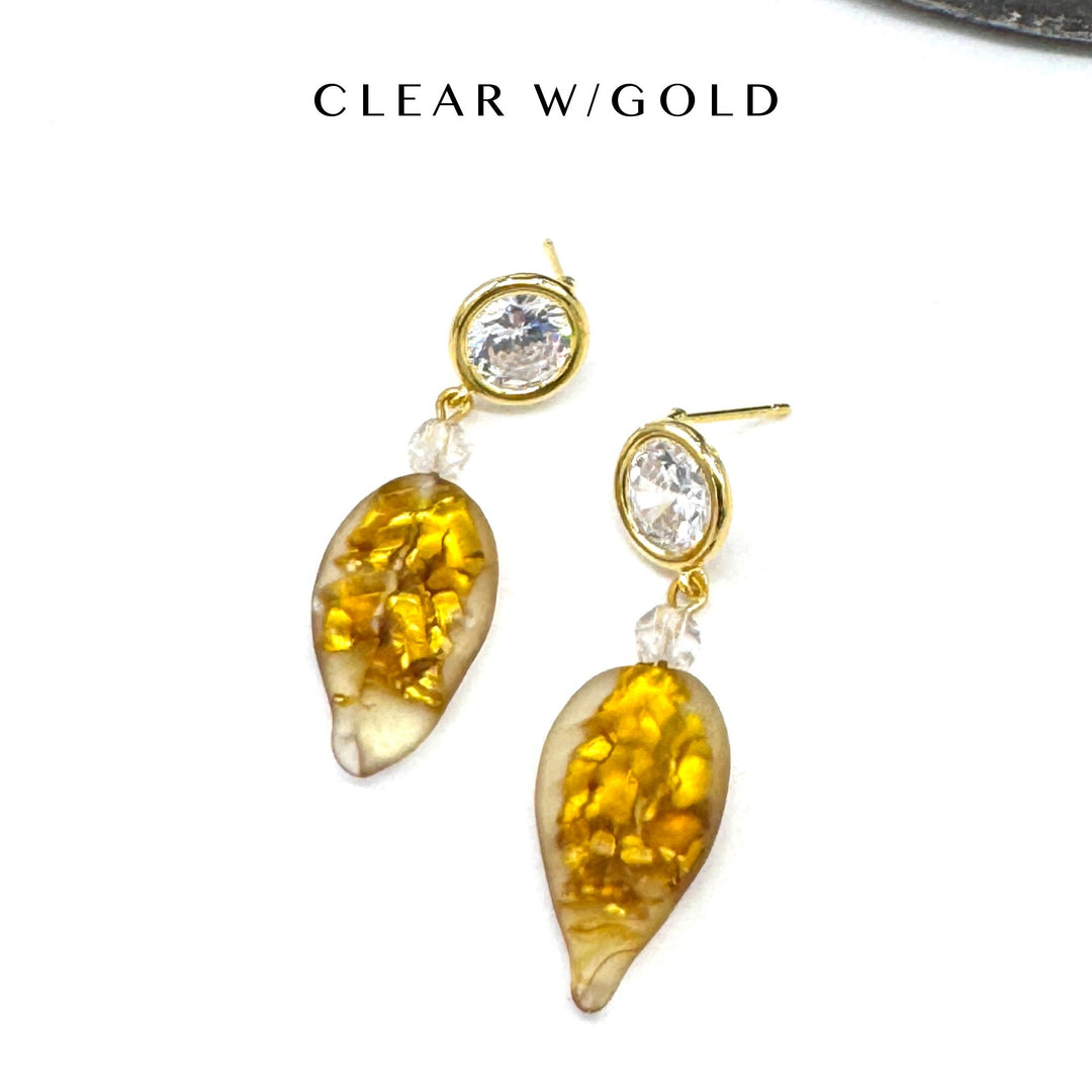 Shimmer Glass Leaf Earrings by Lettie Lovendale (Ships in 2-3 Weeks)