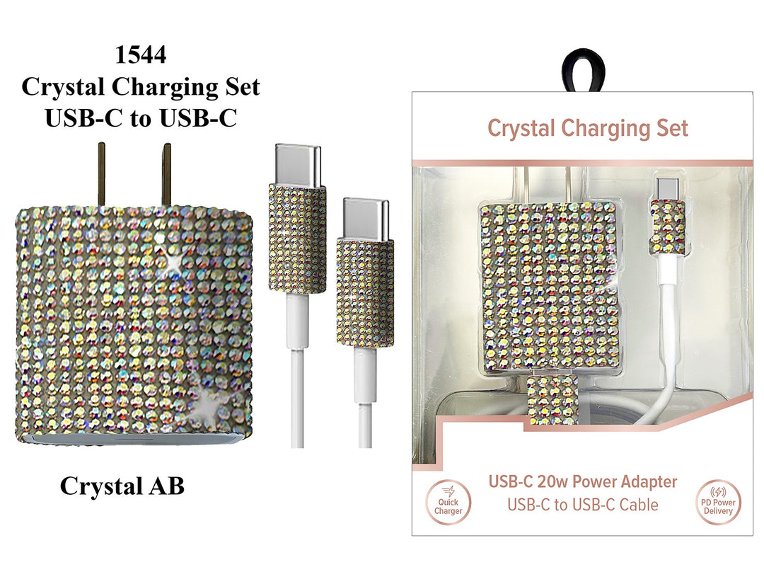 USB-C To USB-C Crystal Charging Set by Tech Trendz (Ships in 2-3 Weeks)