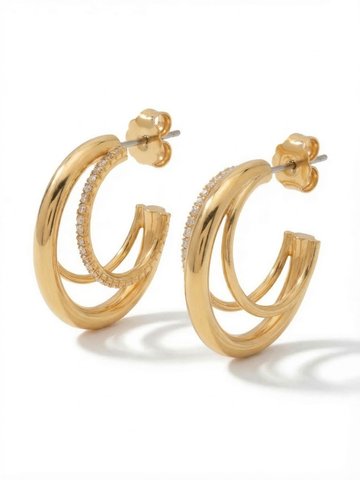 Trio Crystal Hoop Earrings by Sorrelli - Crystal