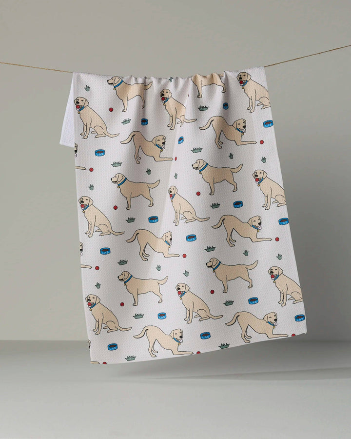 Lab Pals Tea Towel - Yellow Lab by Geometry