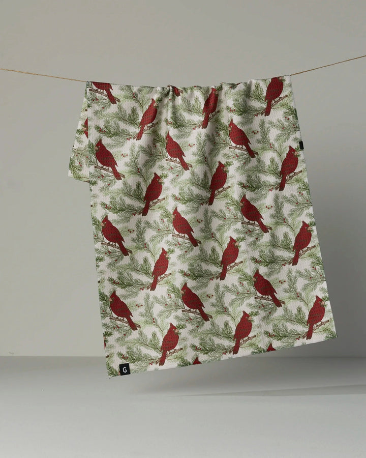 Winter Crimson Luxe Kitchen Towel by Geometry