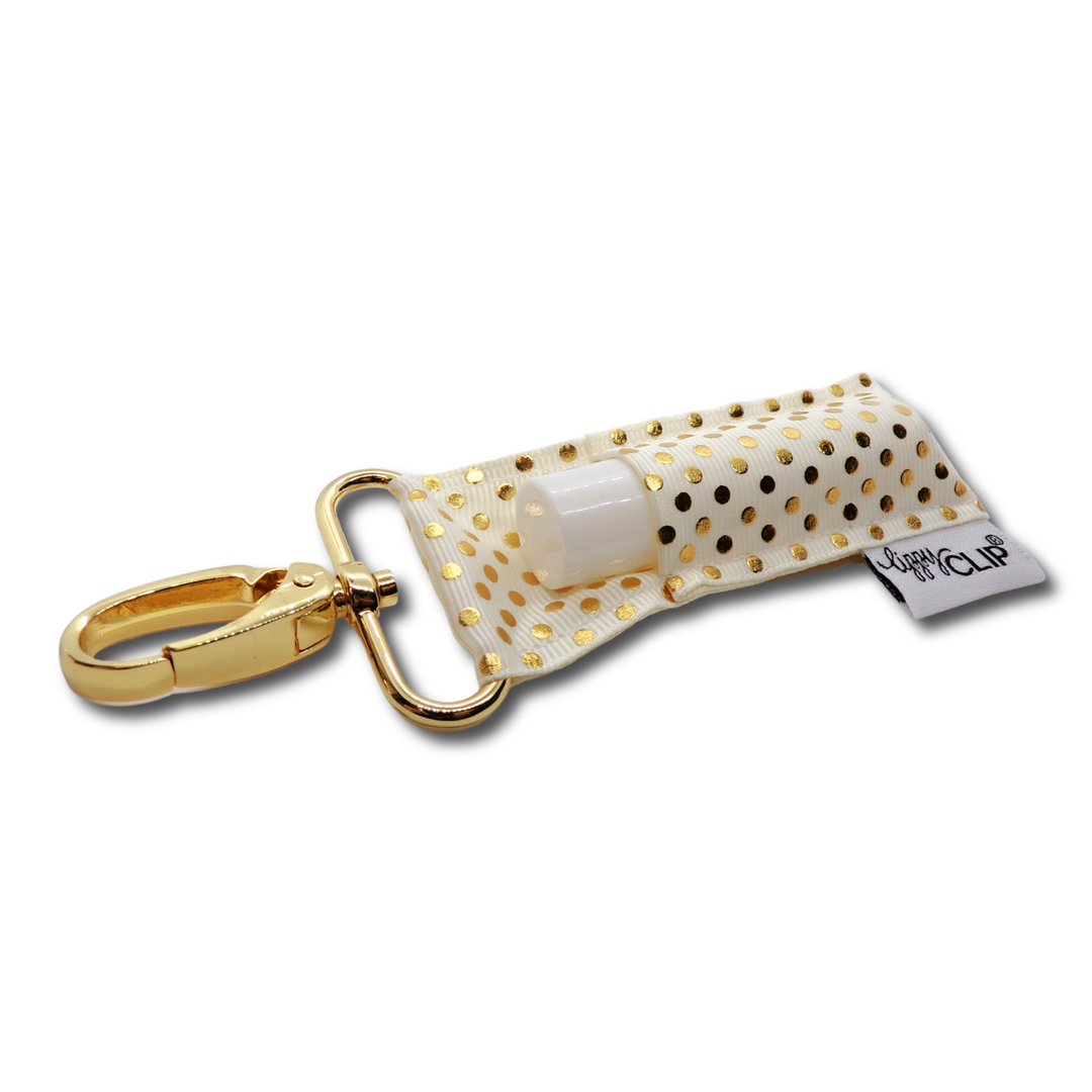 Gold Dots on Ivory LippyClip® Lip Balm Holder (PREORDER: Ships in 2-3 Weeks)