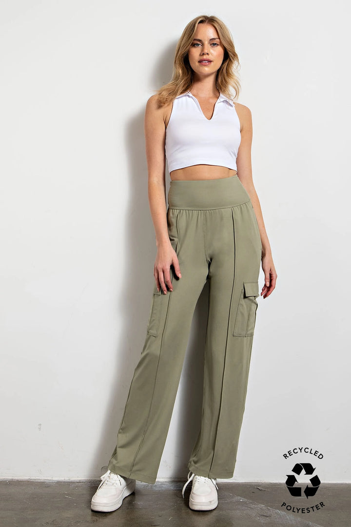 Final Sale: Butter Straight Leg Cargo Pants by Rae Mode - Rosemary Green