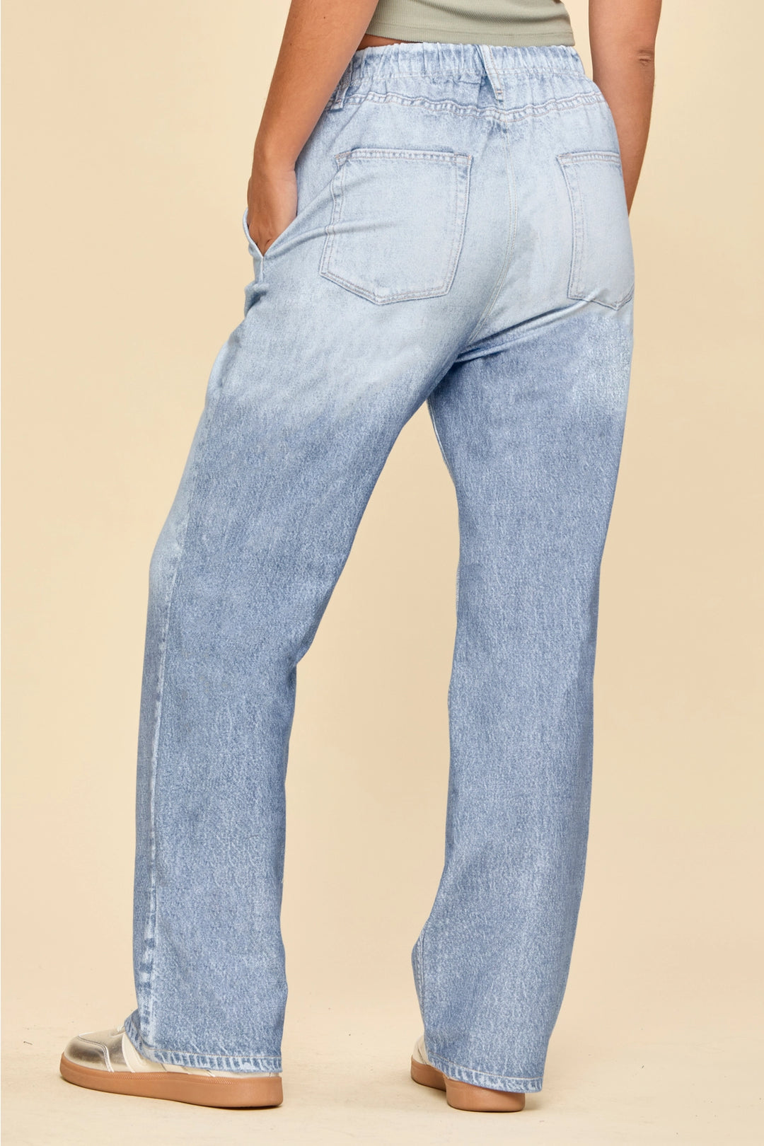 Zenim Straight Pull-On Denim - Light Denim by Dear Scarlett