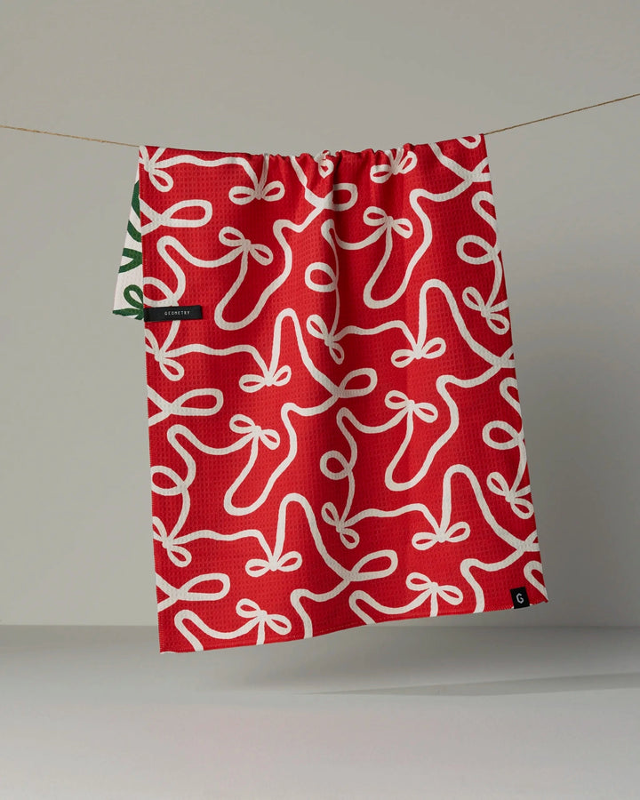 Holiday Bows Luxe Kitchen Towel - Traditional by Geometry