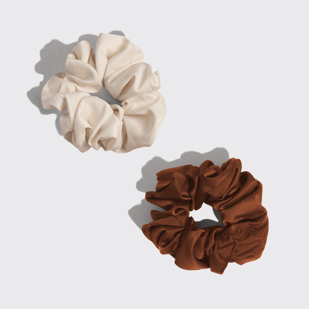 Oversized Scrunchies - Cream & Camel