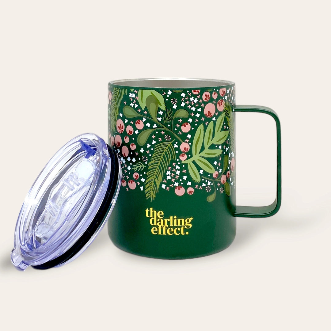 Jolly Sprig Green Insulated 14 oz Mug by the Darling Effect