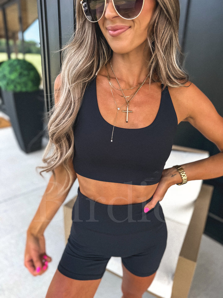 Elevated Power Play Sports Bra in Black by Birdie (Ships in 2-3 Weeks)