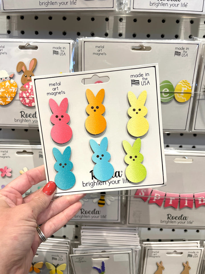 Rainbow Marshmallow Bunny Set of 6 Magnets by Roeda