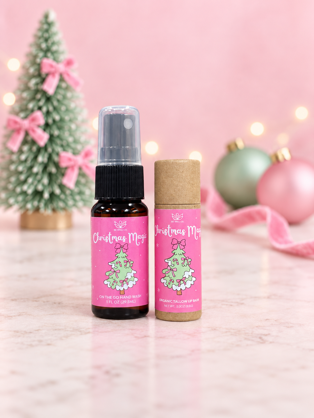 Holiday Lip Balm &amp; Hand Sanitizer Bundle by Be Well Co. (Ships in 2-3 Weeks)
