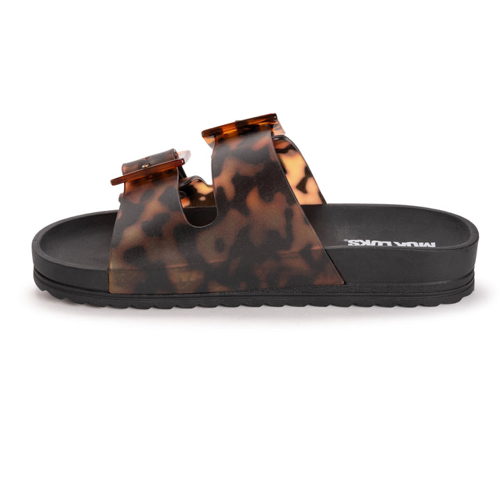 Grand Cayman Lucite Sandal - Black Amber Tortoise by Muk Luks