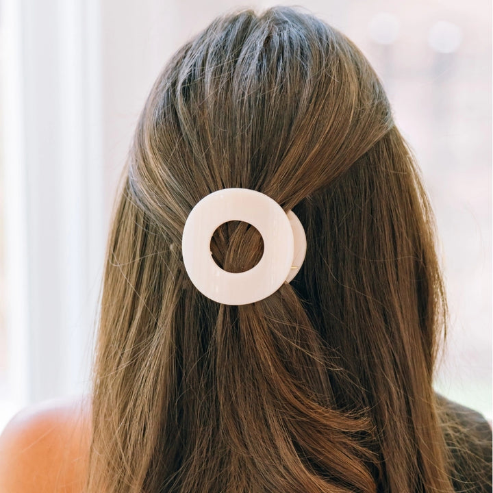 Medium Teleties Flat Open Circle Clip - Almond Beige (Ships Next Week)