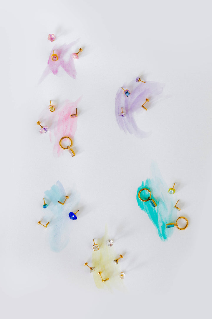 Screwback Stud Earrings Lux - Candy Clover Clear by Linny Co (Ships in 2-3 Weeks)