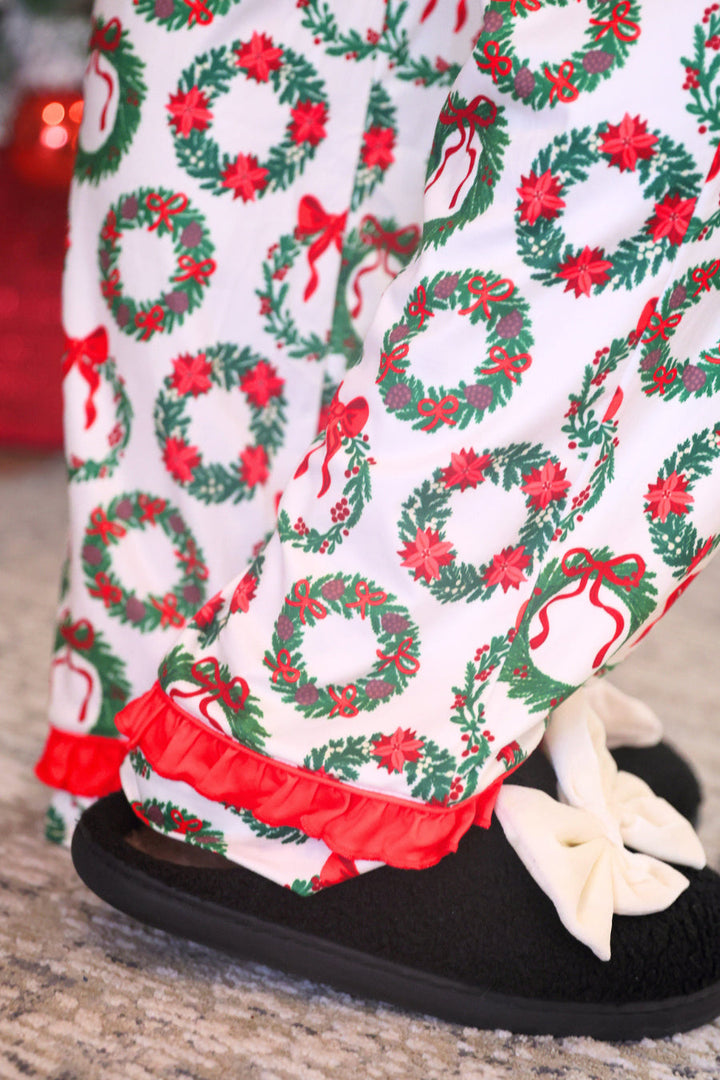 Ribbon Wreath Ruffle Pajama Set by Jess Lea (PREORDER: Ships in October)