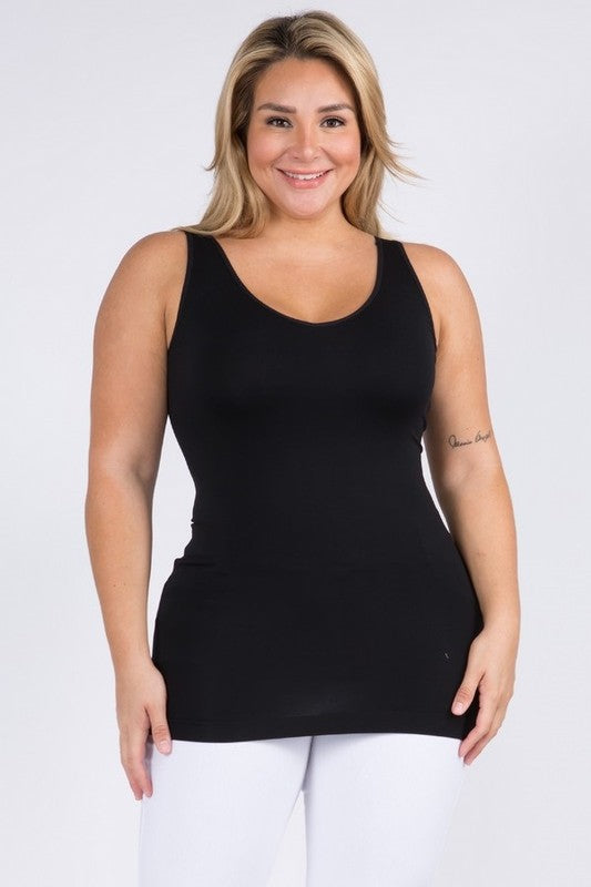Reversible V or U Seamless Tank - Black by Yelete