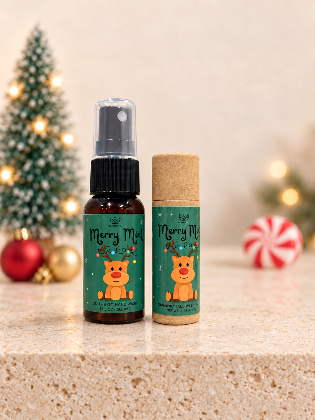 Holiday Lip Balm &amp; Hand Sanitizer Bundle by Be Well Co. (Ships in 2-3 Weeks)