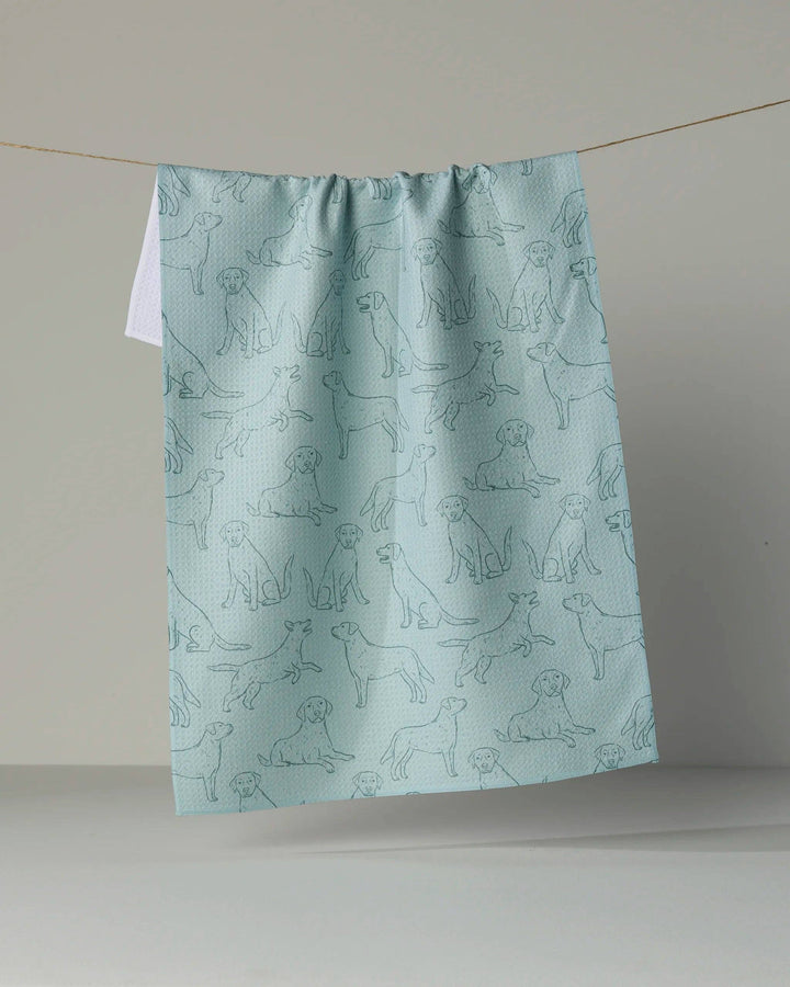 Lab Pups Tea Towel - Rain by Geometry