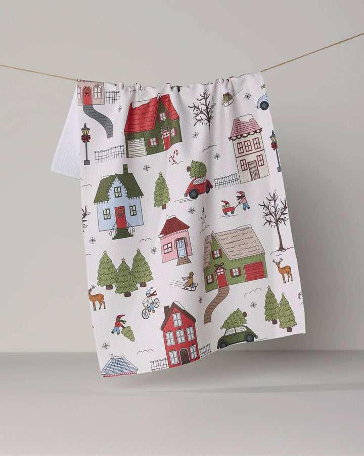 Winter Village Tea Towel by Geometry