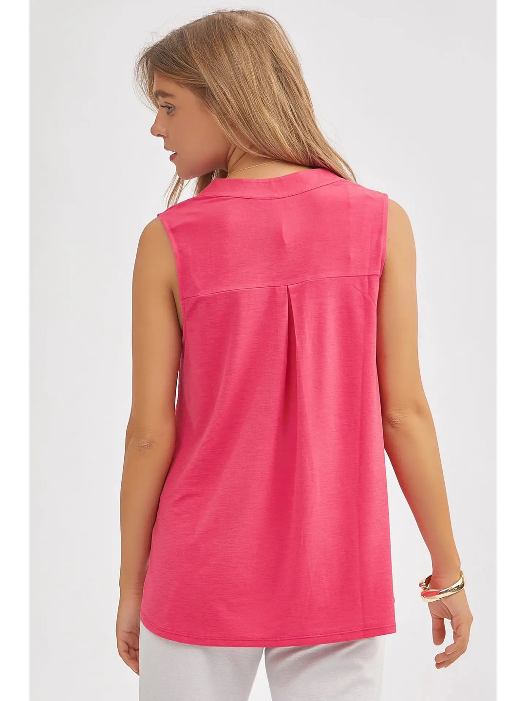Lizzy Solid A-Line Tank - Pop Pink