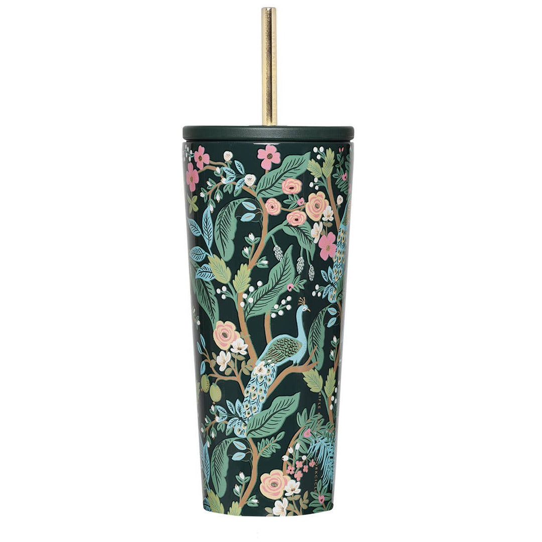 Peacock Blue 24 oz Cold Cup by Corkcicle x Rifle Paper Co