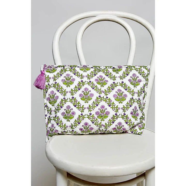 Diamond Quilted Tassel Pouch - Lilac by POL
