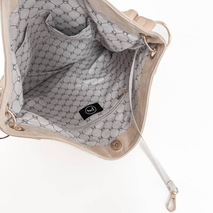 Rosalie Rivet Suede Hobo Bag - Camel by Pretty Simple