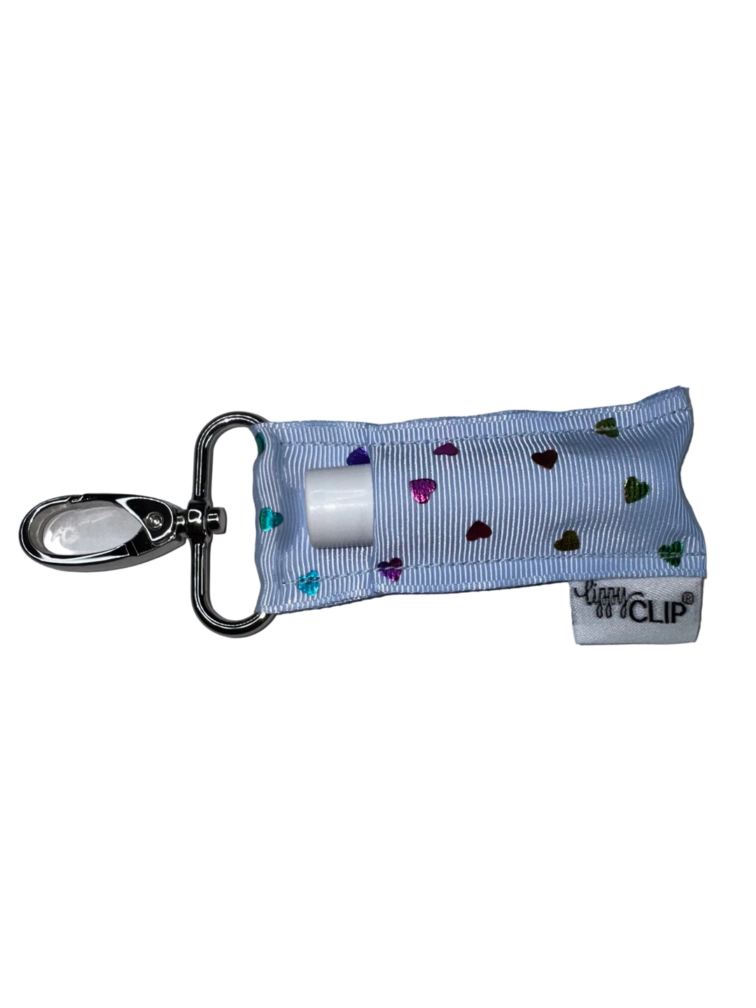 Rainbow Hearts on Blue LippyClip® (PREORDER: Ships in 2-3 Weeks)
