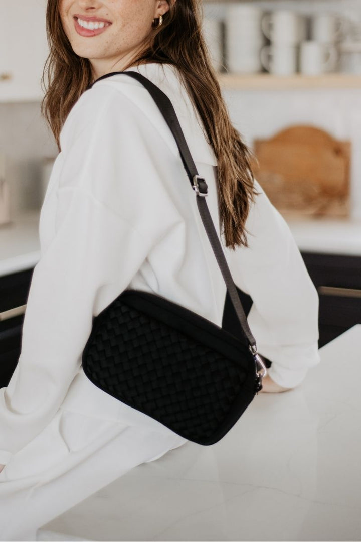 Black Woven Crossbody Bag by Katydid (Ships in 2-3 Weeks)