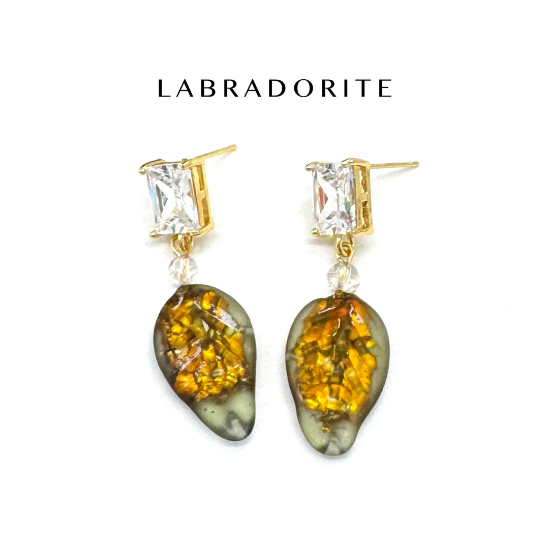Shimmer Glass Leaf Earrings by Lettie Lovendale (Ships in 2-3 Weeks)