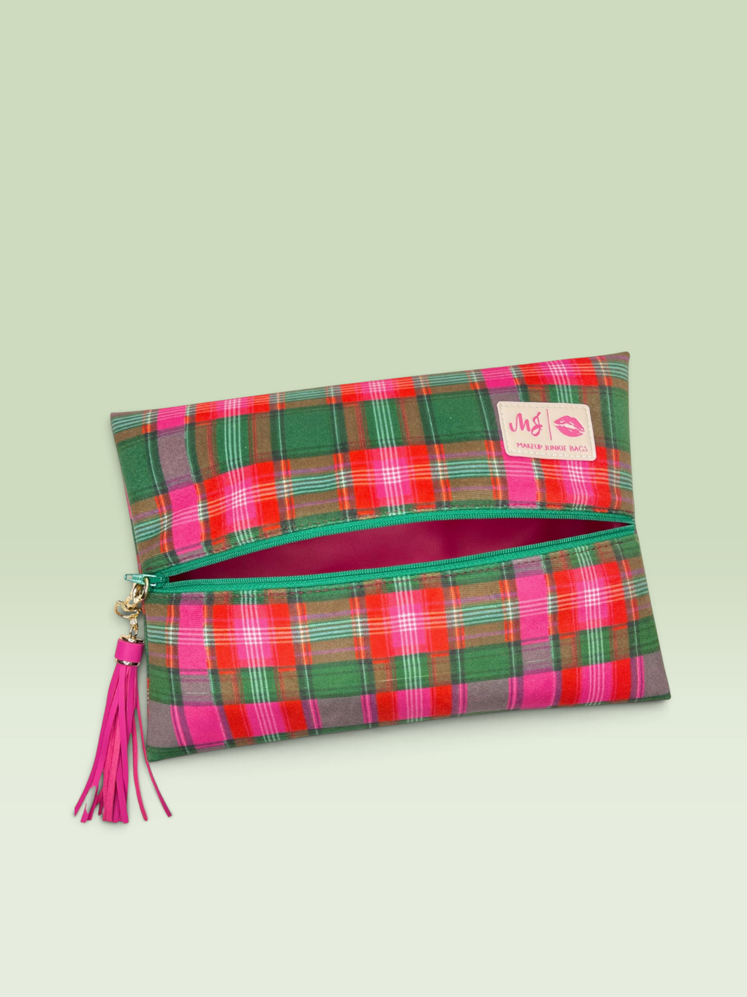 Berry Pink and Green Plaid by Makeup Junkie (Ships in 4-5 Weeks)