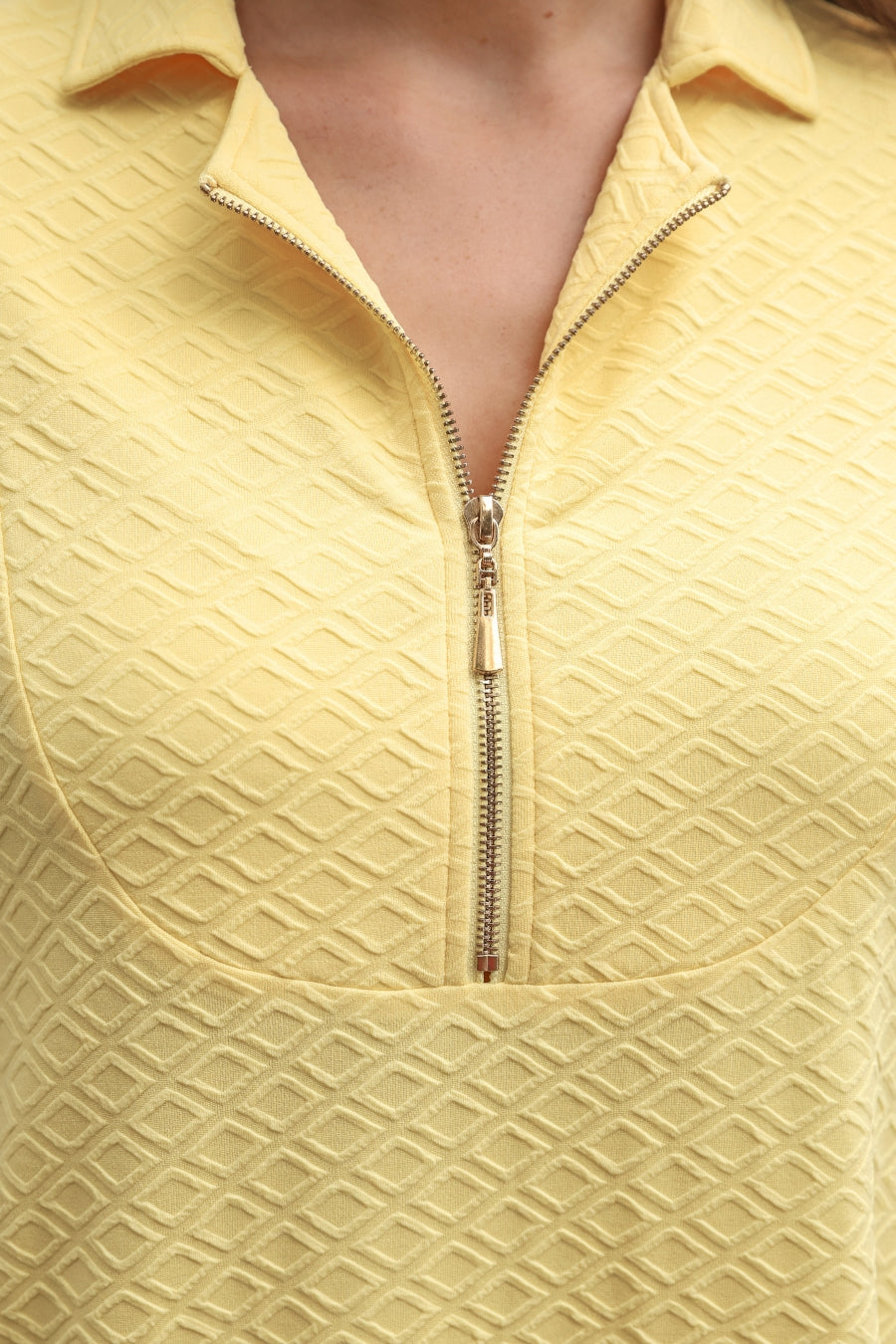 Ezra Textured Zipper Dress- Butter Yellow By Jess Lea