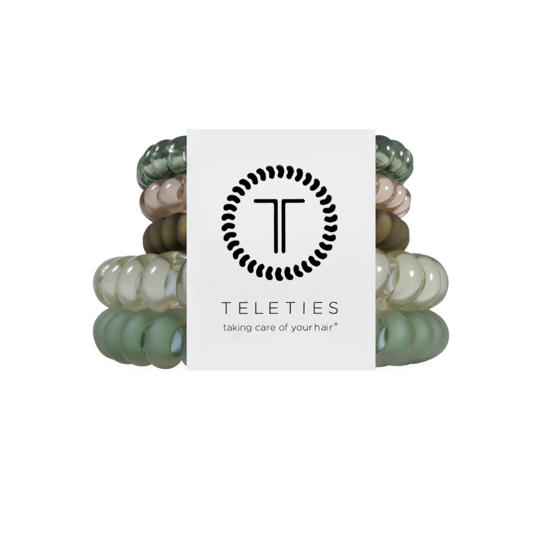 Teleties Hair Tie - Large and Small Band Pack of 5 - Mossy Moments