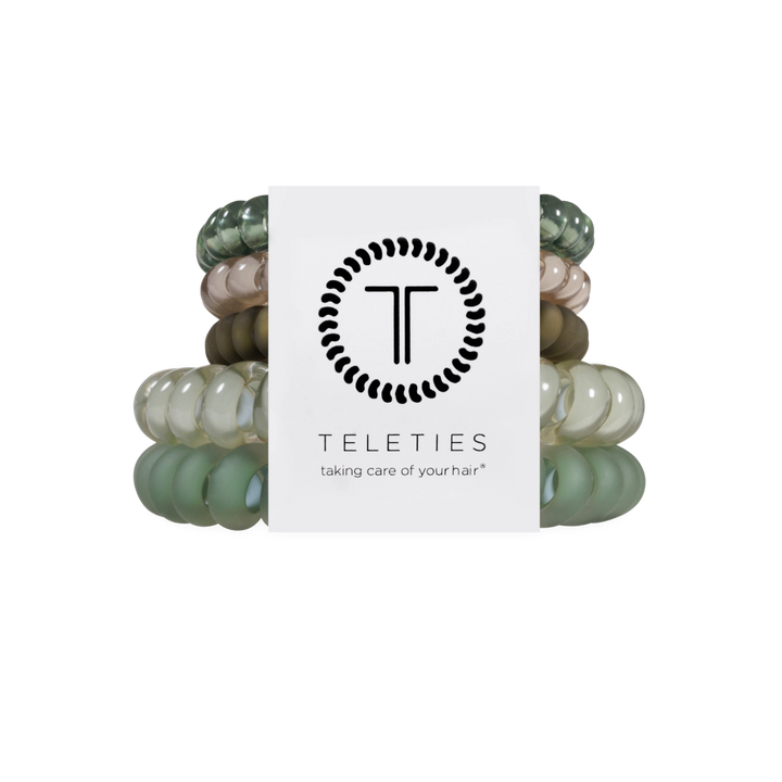 Teleties Hair Tie - Large and Small Band Pack of 5 - Mossy Moments