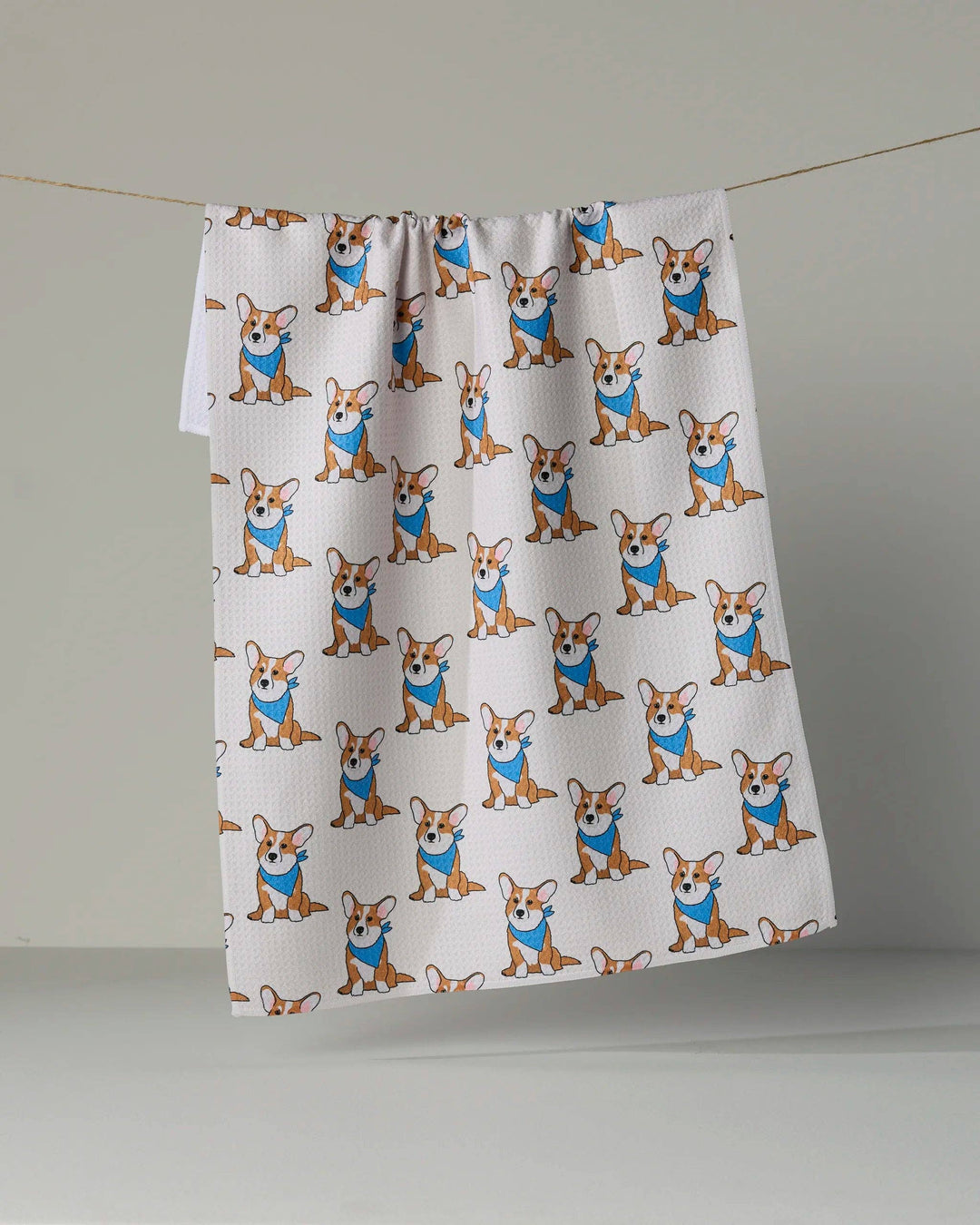 Corgi Pals Tea Towel - Blue by Geometry