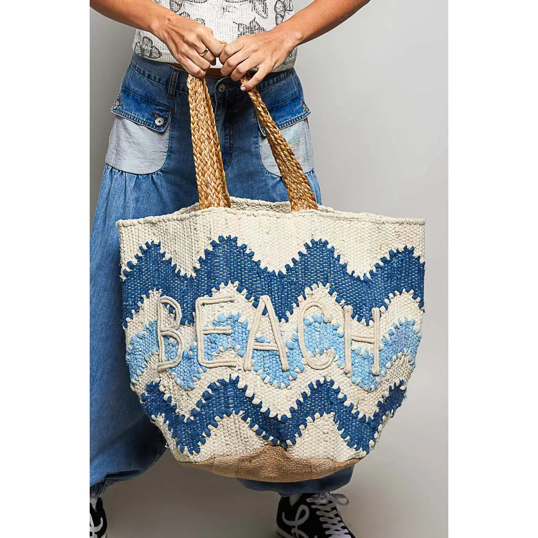 'Beach' Braided Tote - Blue by POL