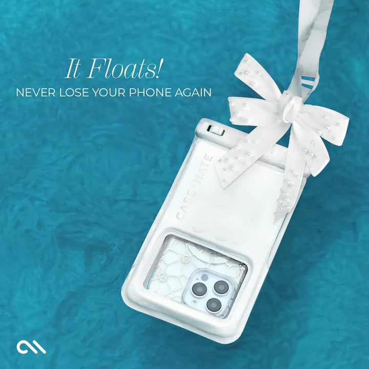 PREORDER: Waterproof Floating Bow Phone Pouch - Ivory Shine by Case-Mate (Ships in 2-3 Weeks)