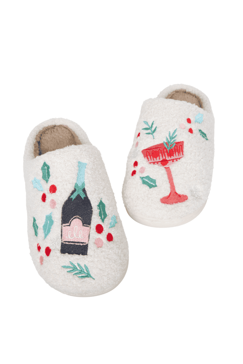 Holiday Champagne, Coupes & Holly Slippers By Katydid