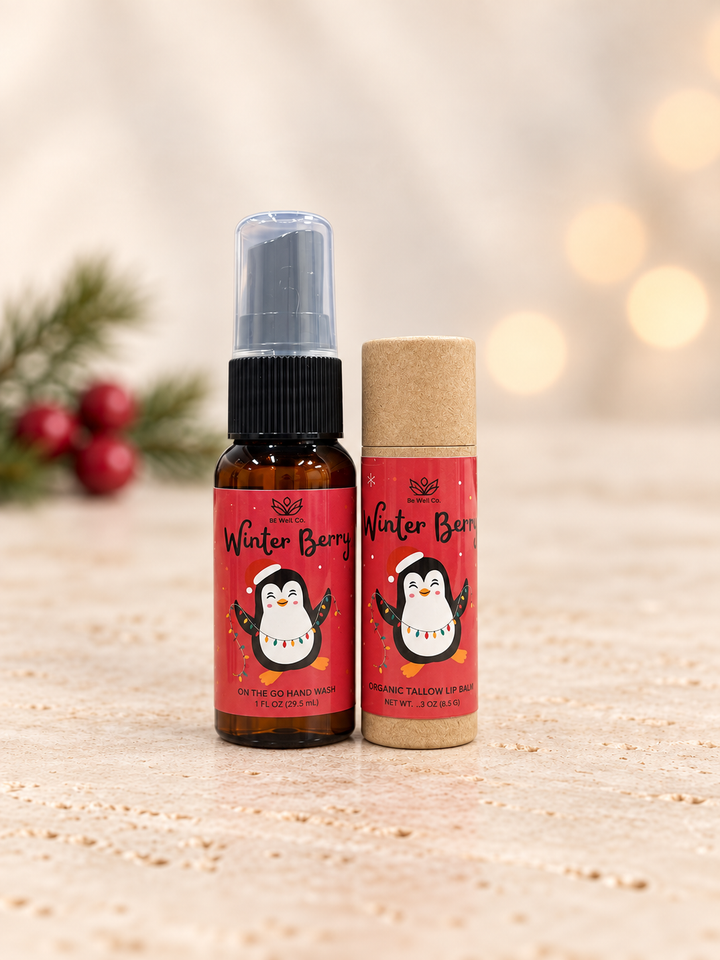 Holiday Lip Balm &amp; Hand Sanitizer Bundle by Be Well Co. (Ships in 2-3 Weeks)