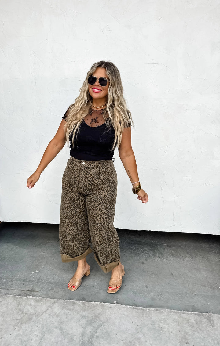 Cheetah Barrel Jeans by Blakeley
