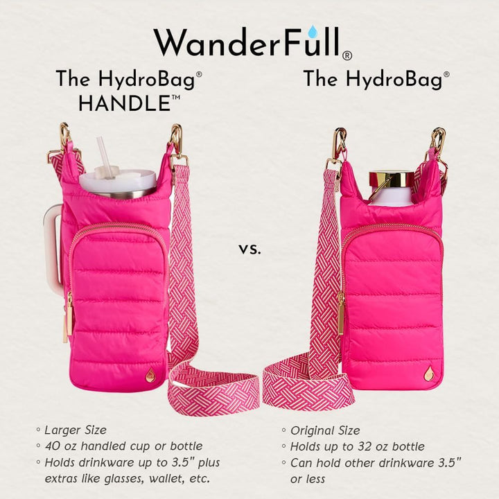 JUNE MARKET: Bright Pink HydroBag® Handle® with Pink and Cream Strap by Wanderfull (Ships in 2-3 Weeks)