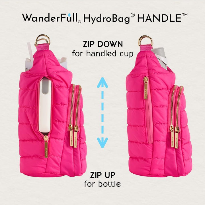 JUNE MARKET: Bright Pink HydroBag® Handle® with Pink and Cream Strap by Wanderfull (Ships in 2-3 Weeks)