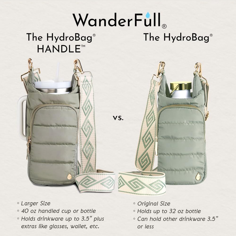 JUNE MARKET: HydroBag® HANDLE® - Sage Green with Sage and Tan Strap by Wanderfull (Ships in 2-3 Weeks)