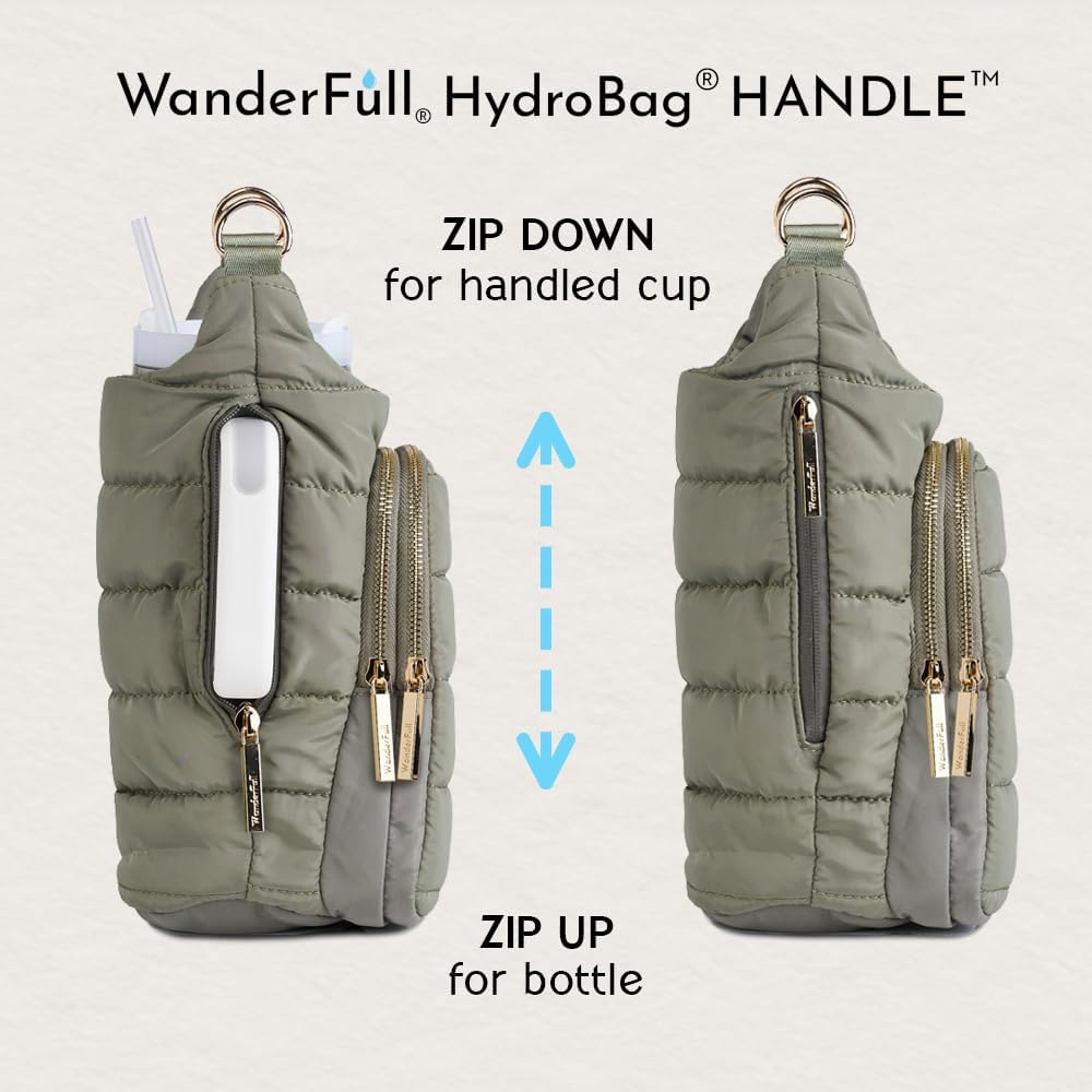 JUNE MARKET: HydroBag® HANDLE® - Sage Green with Sage and Tan Strap by Wanderfull (Ships in 2-3 Weeks)