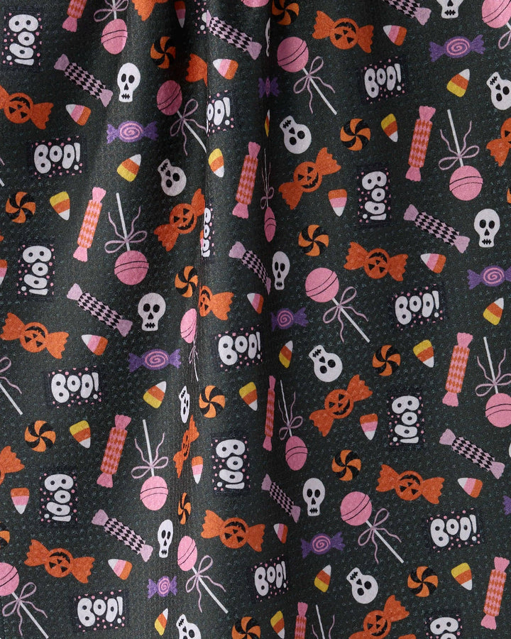 Spooky Sweets Black Tea Towel by Geometry