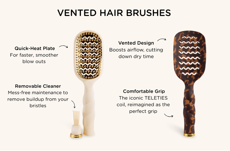 PREORDER: Tortoise Vented Hair Brush by Teleties (Ships in 1-2 Weeks)
